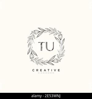 TU Beauty vector initial logo art, handwriting logo of initial signature, wedding, fashion, jewerly, boutique, floral and botanical with creative temp Stock Vector