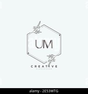 UM Beauty vector initial logo art, handwriting logo of initial signature, wedding, fashion, jewerly, boutique, floral and botanical with creative temp Stock Vector