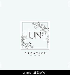 UN Beauty vector initial logo art, handwriting logo of initial signature, wedding, fashion, jewerly, boutique, floral and botanical with creative temp Stock Vector