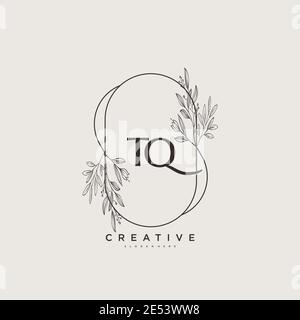 TQ Beauty vector initial logo art, handwriting logo of initial signature, wedding, fashion, jewerly, boutique, floral and botanical with creative temp Stock Vector