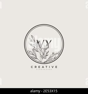 VY Beauty vector initial logo art, handwriting logo of initial signature, wedding, fashion, jewerly, boutique, floral and botanical with creative temp Stock Vector