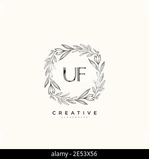 FU Beauty vector initial logo art, handwriting logo of initial signature, wedding, fashion, jewerly, boutique, floral and botanical with creative temp Stock Vector
