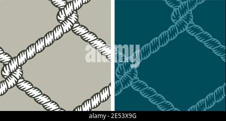 Two different versions of seamless pattern vector of a nautical net. Stock Vector