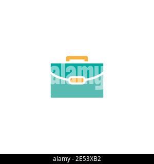 Document folder, suitcase, brief case, hand bag. Business, work, job symbol. Blue flat icon isolated on white. Portfolio symbol. Vector illustration. Stock Vector