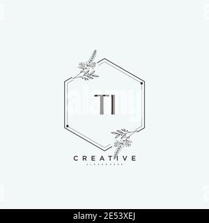 TI Beauty vector initial logo art, handwriting logo of initial signature, wedding, fashion, jewerly, boutique, floral and botanical with creative temp Stock Vector
