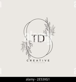 TD Beauty vector initial logo art, handwriting logo of initial signature, wedding, fashion, jewerly, boutique, floral and botanical with creative temp Stock Vector
