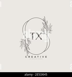 TX Beauty vector initial logo art, handwriting logo of initial signature, wedding, fashion, jewerly, boutique, floral and botanical with creative temp Stock Vector