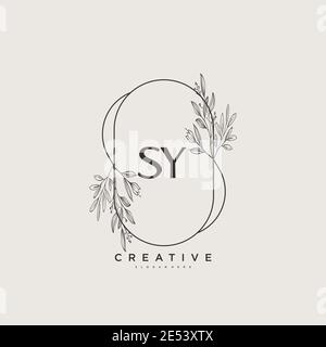 SY Beauty vector initial logo art, handwriting logo of initial signature, wedding, fashion, jewerly, boutique, floral and botanical with creative temp Stock Vector