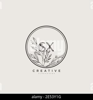 SX Beauty vector initial logo art, handwriting logo of initial signature, wedding, fashion, jewerly, boutique, floral and botanical with creative temp Stock Vector