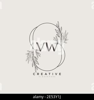 VW Beauty vector initial logo art, handwriting logo of initial signature, wedding, fashion, jewerly, boutique, floral and botanical with creative temp Stock Vector