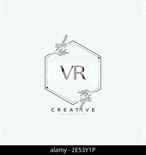VR Beauty vector initial logo art, handwriting logo of initial signature, wedding, fashion, jewerly, boutique, floral and botanical with creative temp Stock Vector