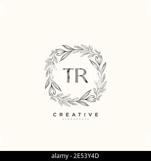 TR Beauty vector initial logo art, handwriting logo of initial signature, wedding, fashion, jewerly, boutique, floral and botanical with creative temp Stock Vector