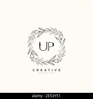 UP Beauty vector initial logo art, handwriting logo of initial signature, wedding, fashion, jewerly, boutique, floral and botanical with creative temp Stock Vector
