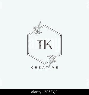 TK Beauty vector initial logo art, handwriting logo of initial signature, wedding, fashion, jewerly, boutique, floral and botanical with creative temp Stock Vector