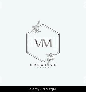 VM Beauty vector initial logo art, handwriting logo of initial signature, wedding, fashion, jewerly, boutique, floral and botanical with creative temp Stock Vector