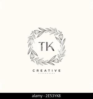 TK Beauty vector initial logo art, handwriting logo of initial signature, wedding, fashion, jewerly, boutique, floral and botanical with creative temp Stock Vector