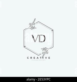 VD Beauty vector initial logo art, handwriting logo of initial signature, wedding, fashion, jewerly, boutique, floral and botanical with creative temp Stock Vector