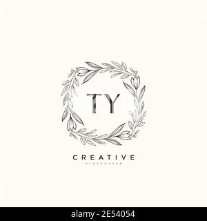 TY Beauty vector initial logo art, handwriting logo of initial signature, wedding, fashion, jewerly, boutique, floral and botanical with creative temp Stock Vector