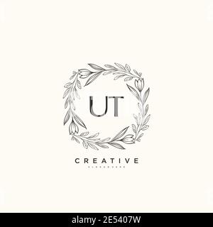 UT Beauty vector initial logo art, handwriting logo of initial signature, wedding, fashion, jewerly, boutique, floral and botanical with creative temp Stock Vector