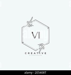 VI Beauty vector initial logo art, handwriting logo of initial signature, wedding, fashion, jewerly, boutique, floral and botanical with creative temp Stock Vector
