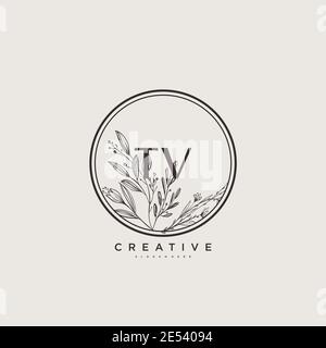 TV Beauty vector initial logo art, handwriting logo of initial signature, wedding, fashion, jewerly, boutique, floral and botanical with creative temp Stock Vector