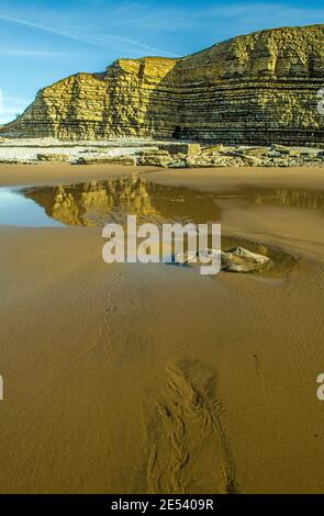 Dunraven Bay in the Vale of Glamorgan south Wales on a sunny and cold January day