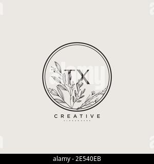 TX Beauty vector initial logo art, handwriting logo of initial signature, wedding, fashion, jewerly, boutique, floral and botanical with creative temp Stock Vector