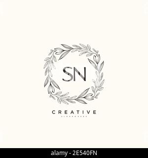 SN Beauty vector initial logo art, handwriting logo of initial signature, wedding, fashion, jewerly, boutique, floral and botanical with creative temp Stock Vector