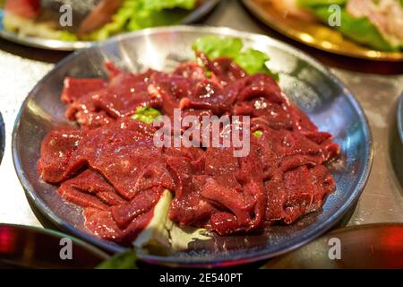 Fresh hot pot dishes, freshly cut pork liver Stock Photo