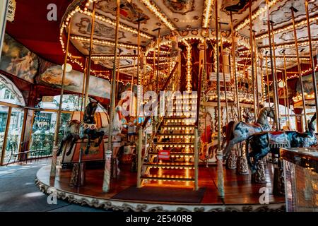 funfair carousel Stock Photo