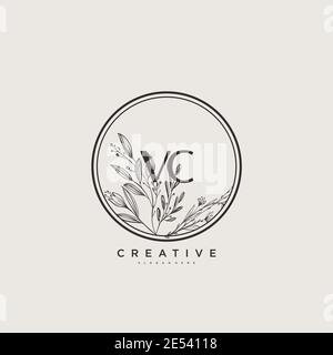 VC Beauty vector initial logo art, handwriting logo of initial signature, wedding, fashion, jewerly, boutique, floral and botanical with creative temp Stock Vector