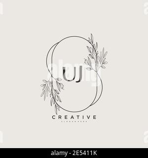 UJ Beauty vector initial logo art, handwriting logo of initial signature, wedding, fashion, jewerly, boutique, floral and botanical with creative temp Stock Vector
