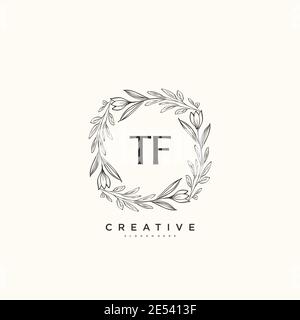 TF Beauty vector initial logo art, handwriting logo of initial signature, wedding, fashion, jewerly, boutique, floral and botanical with creative temp Stock Vector