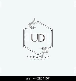 UD Beauty vector initial logo art, handwriting logo of initial signature, wedding, fashion, jewerly, boutique, floral and botanical with creative temp Stock Vector
