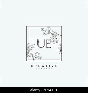 UE Beauty vector initial logo art, handwriting logo of initial signature, wedding, fashion, jewerly, boutique, floral and botanical with creative temp Stock Vector