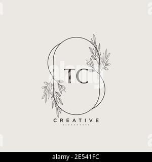 TC Beauty vector initial logo art, handwriting logo of initial signature, wedding, fashion, jewerly, boutique, floral and botanical with creative temp Stock Vector