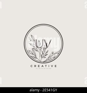 UV Beauty vector initial logo art, handwriting logo of initial signature, wedding, fashion, jewerly, boutique, floral and botanical with creative temp Stock Vector
