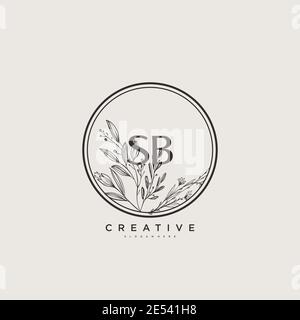 SB Beauty vector initial logo art, handwriting logo of initial signature, wedding, fashion, jewerly, boutique, floral and botanical with creative temp Stock Vector