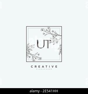 UT Beauty vector initial logo art, handwriting logo of initial signature, wedding, fashion, jewerly, boutique, floral and botanical with creative temp Stock Vector