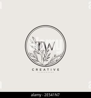 TW Beauty vector initial logo art, handwriting logo of initial signature, wedding, fashion, jewerly, boutique, floral and botanical with creative temp Stock Vector