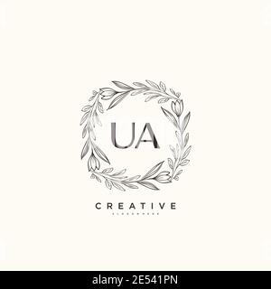 UA Beauty vector initial logo art, handwriting logo of initial signature, wedding, fashion, jewerly, boutique, floral and botanical with creative temp Stock Vector