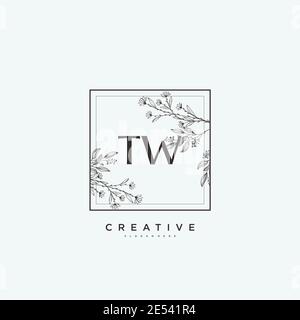 TW Beauty vector initial logo art, handwriting logo of initial signature, wedding, fashion, jewerly, boutique, floral and botanical with creative temp Stock Vector
