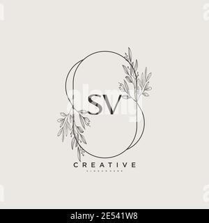 SV Beauty vector initial logo art, handwriting logo of initial signature, wedding, fashion, jewerly, boutique, floral and botanical with creative temp Stock Vector