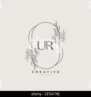 UR Beauty vector initial logo art, handwriting logo of initial signature, wedding, fashion, jewerly, boutique, floral and botanical with creative temp Stock Vector