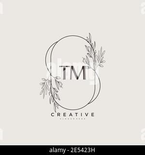 TM Beauty vector initial logo art, handwriting logo of initial signature, wedding, fashion, jewerly, boutique, floral and botanical with creative temp Stock Vector