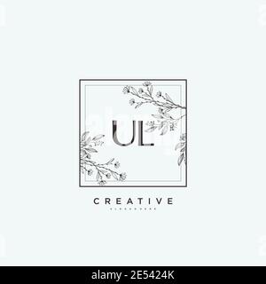 UL Beauty vector initial logo art, handwriting logo of initial signature, wedding, fashion, jewerly, boutique, floral and botanical with creative temp Stock Vector