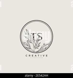 TS Beauty vector initial logo art, handwriting logo of initial signature, wedding, fashion, jewerly, boutique, floral and botanical with creative temp Stock Vector