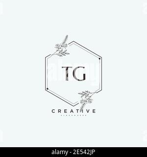 TG Beauty vector initial logo art, handwriting logo of initial signature, wedding, fashion, jewerly, boutique, floral and botanical with creative temp Stock Vector