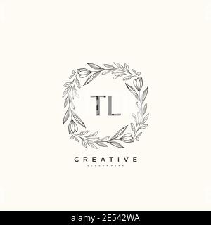 TL Beauty vector initial logo art, handwriting logo of initial signature, wedding, fashion, jewerly, boutique, floral and botanical with creative temp Stock Vector