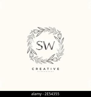 SW Beauty vector initial logo art, handwriting logo of initial signature, wedding, fashion, jewerly, boutique, floral and botanical with creative temp Stock Vector